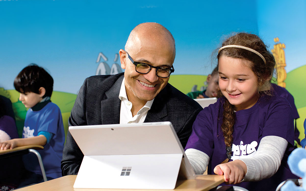 Satya Nadella mit zwei Kindern